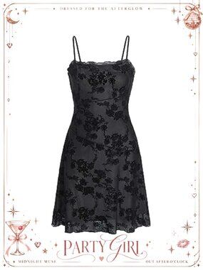 Women's Cami Mini Dress Floral Mesh Lettuce Edge Summer Party